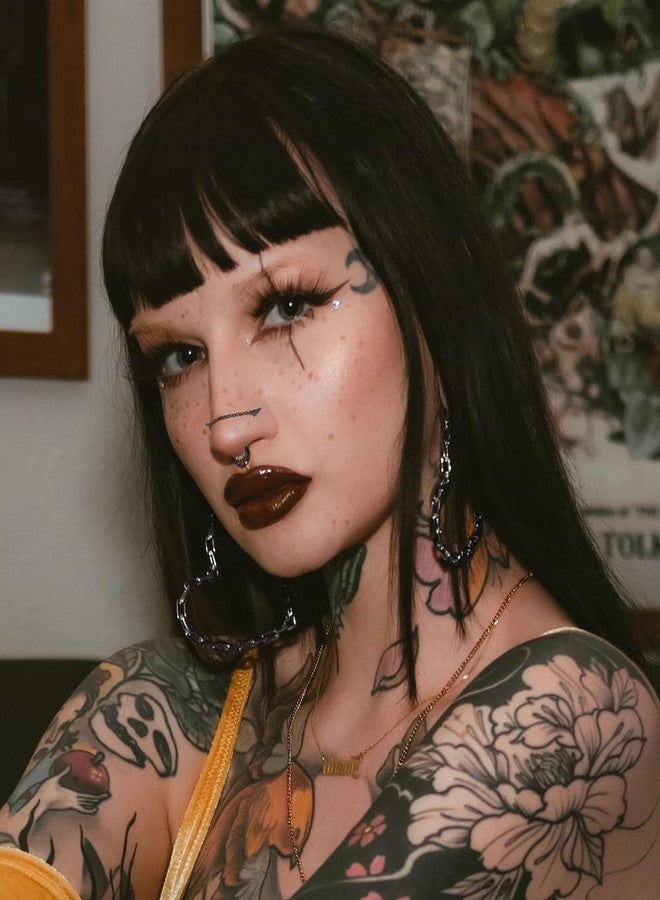 LOREMOW 22Pcs 20G Surgical Steel Nose Ring Chain Nose Ring Stud for Women Men Double Nose Chain Piercing Across Nose Spike Ball CZ Nose Studs Nostril Piercing Jewelry S Black - Image 5